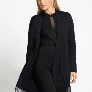 Cardigan Preto em Viscose com Elastano.