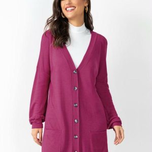 Casaco Alongado Fúcsia com Bolsos Funcionais