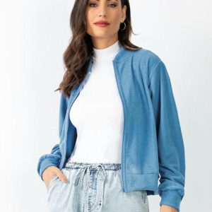 Casaco Azul com Abertura em Zíper