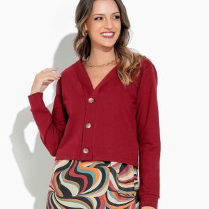 Casaco Bordô com Botões