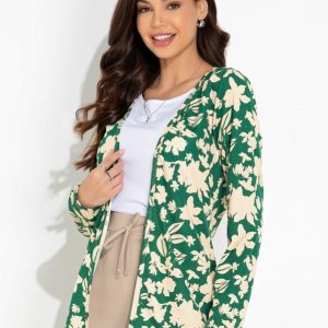 Casaco Floral Verde com Mangas Longas