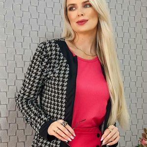 Casaco Pied Poule com Zíper