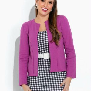 Casaco Roxo Decote Redondo