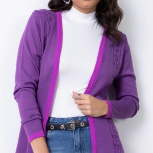 Casaco Roxo com Detalhe de Trança