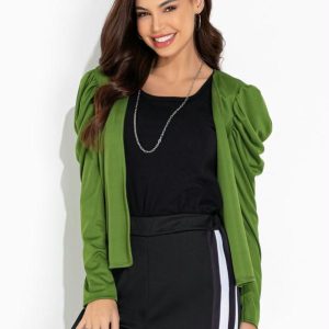 Casaco Verde com Mangas Longas Bufantes