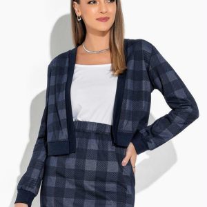 Casaco Xadrez Marinho com Punho