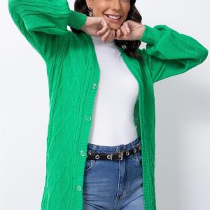 Casaco de Tricô Alongado Verde