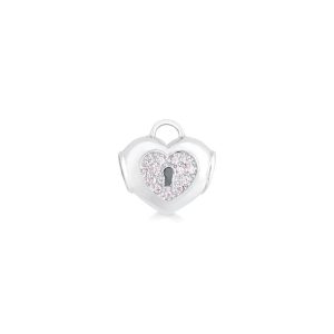 Charm Cadeado Coração Cravejado em Prata 925