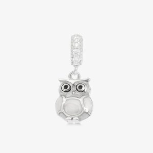 Charm Mãe Coruja Cravejado em Prata 925