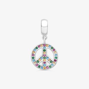 Charm Símbolo da Paz Cravejado em Prata 925