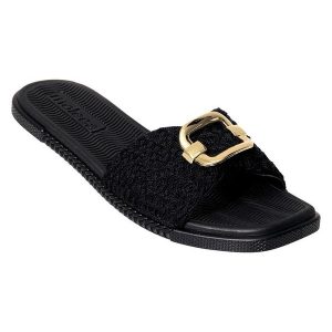 Chinelo Moleca Preto com Bordado