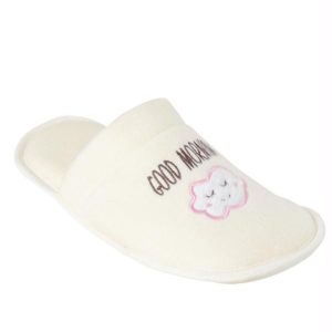 Chinelo Pantufa Creme com Bordado