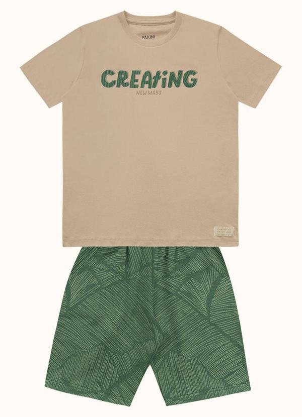 Cj.Camiseta/Bermuda Bege