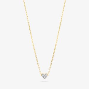 Colar Coração com Diamante em Ouro Amarelo 18k