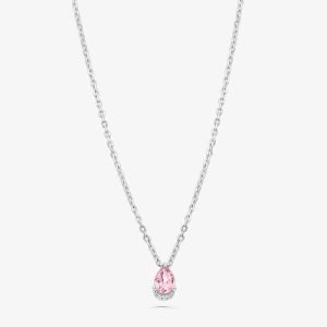 Colar Gota com Quartzo Rosa e Safira em Prata 925
