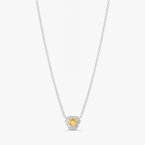 Colar Hexagonal com Citrino e Safira em Prata 925