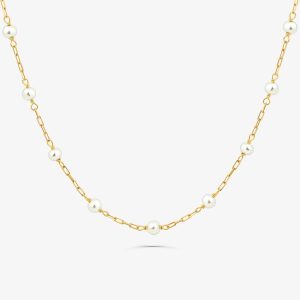 Colar Pérolas em Ouro Amarelo 18k - 45 cm