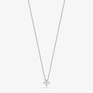 Colar Solitário com 19 Pontos de Diamantes em Ouro Branco 18k