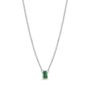 Colar Solitário com Topázio Verde em Prata 925