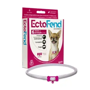 Coleira Antipulgas e Carrapatos Ectofend Rosa para Cães Pequenos e Médios - 48 cm