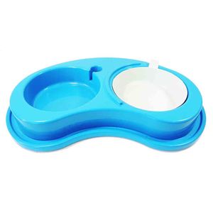 Comedouro Duplo Luxo Azul Furacão Pet - Único