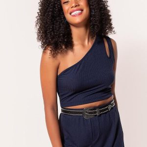 Conjunto Azul Marinho em Canelado