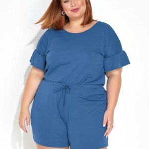Conjunto Azul com Blusa e Short Plus Size
