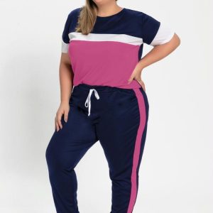 Conjunto Blusa e Calça Marinho Plus Size