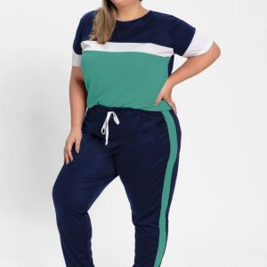 Conjunto Blusa e Calça Turquesa Plus Size