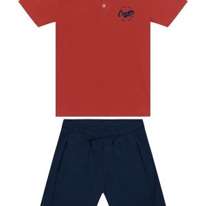 Conjunto Camiseta com Bermuda Masculino Laranja