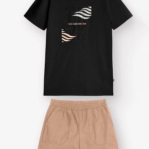 Conjunto Camiseta com Bermuda Masculino Preto
