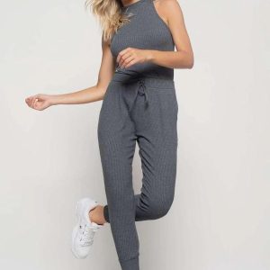 Conjunto Comfy com Regata e Jogger Canelada Fashion Cinza