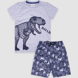 Conjunto Infantil Masculino Meia Malha Cinza