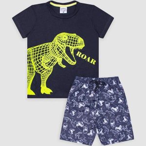 Conjunto Infantil Masculino Meia Malha Preto