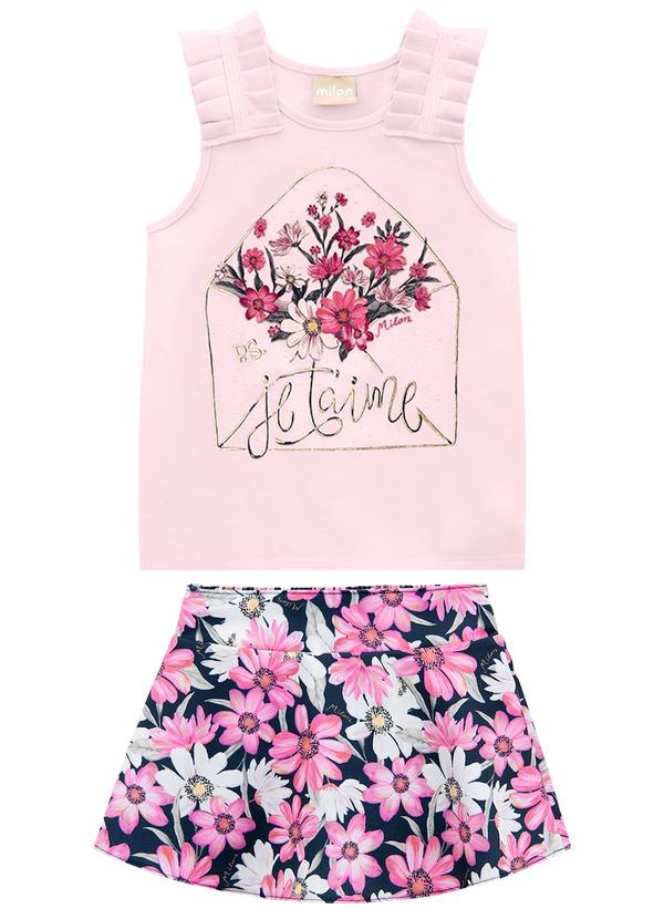 Conjunto Infantil Menina Flores Rosa
