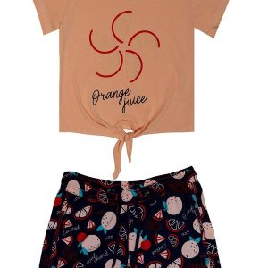Conjunto Infantil Menina Orange Bege