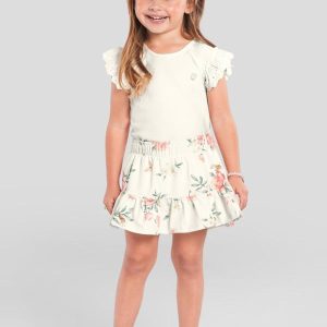Conjunto Infantil Menina de Flores Bege