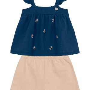 Conjunto Infantil Menina de Florzinhas Azul