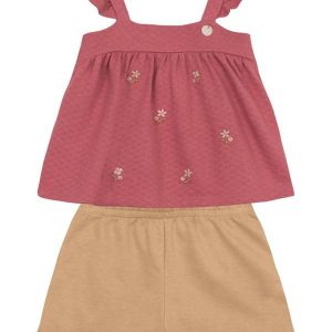 Conjunto Infantil Menina de Florzinhas Rosa