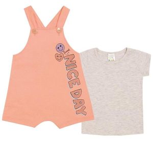 Conjunto Manga Curta Moletinho Menina Laranja