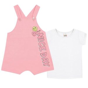 Conjunto Manga Curta Moletinho Menina Rosa