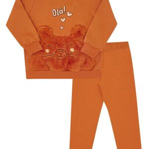 Conjunto Moletom Menina Laranja