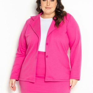 Conjunto Pink com Blazer e Saia Plus Size