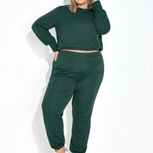 Conjunto Verde Blusa e Calça Cropped Plus Size