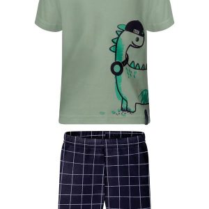Conjunto com Camiseta e Bermuda Grid Azul