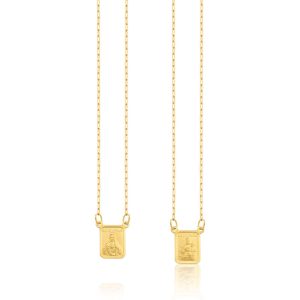 Escapulário Sagrado Coração de Jesus e Nossa Senhora do Carmo em Ouro Amarelo 18k