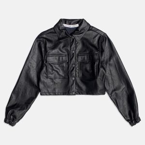 Jaqueta Black Fake Leather Preto