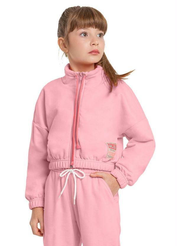 Jaqueta Cropped Juvenil Menina Rosa