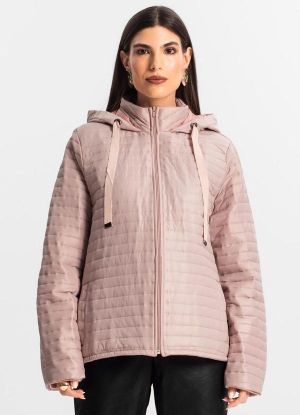 Jaqueta Feminina com Capuz Rosa