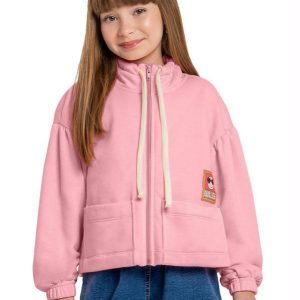 Jaqueta Infantil Menina de Moletom Rosa